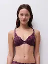 Soutien-gorge armatures avec coques plongeant CHANTELLE "Illusion" C1B4NA - Aubergine Lurex E63