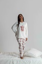 Pyjama long et doux dame "Teddy bear" MIRA 8573MW - Ecru 09