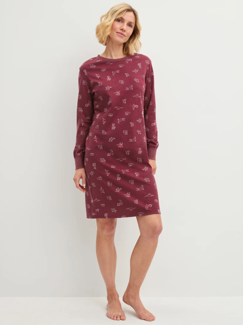 Chemise de Nuit dame 100% Coton 100cm CALIDA "Family & Friends" 30136 - Mars Red 116