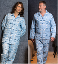 Pyjama adulte en flanelle JUSQU'AU LEVER DU JOUR "Ours Rêves" - Bleu