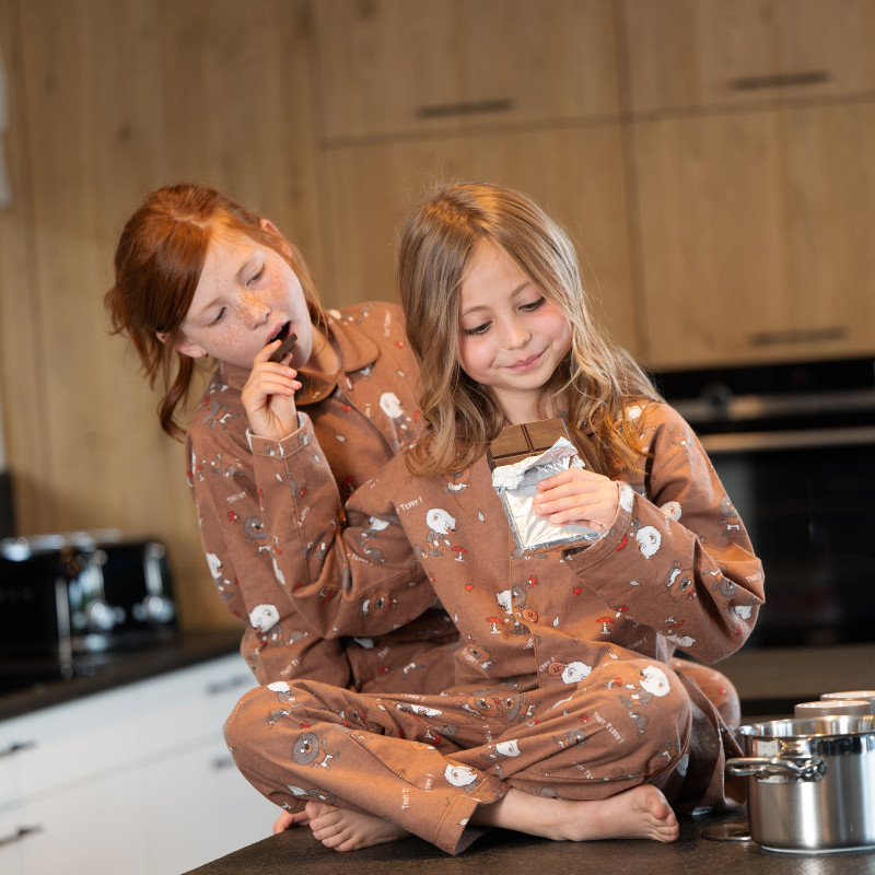 Pyjama enfant en flanelle JUSQU'AU LEVER DU JOUR "Tout Teddy" - Brun (2ANS)