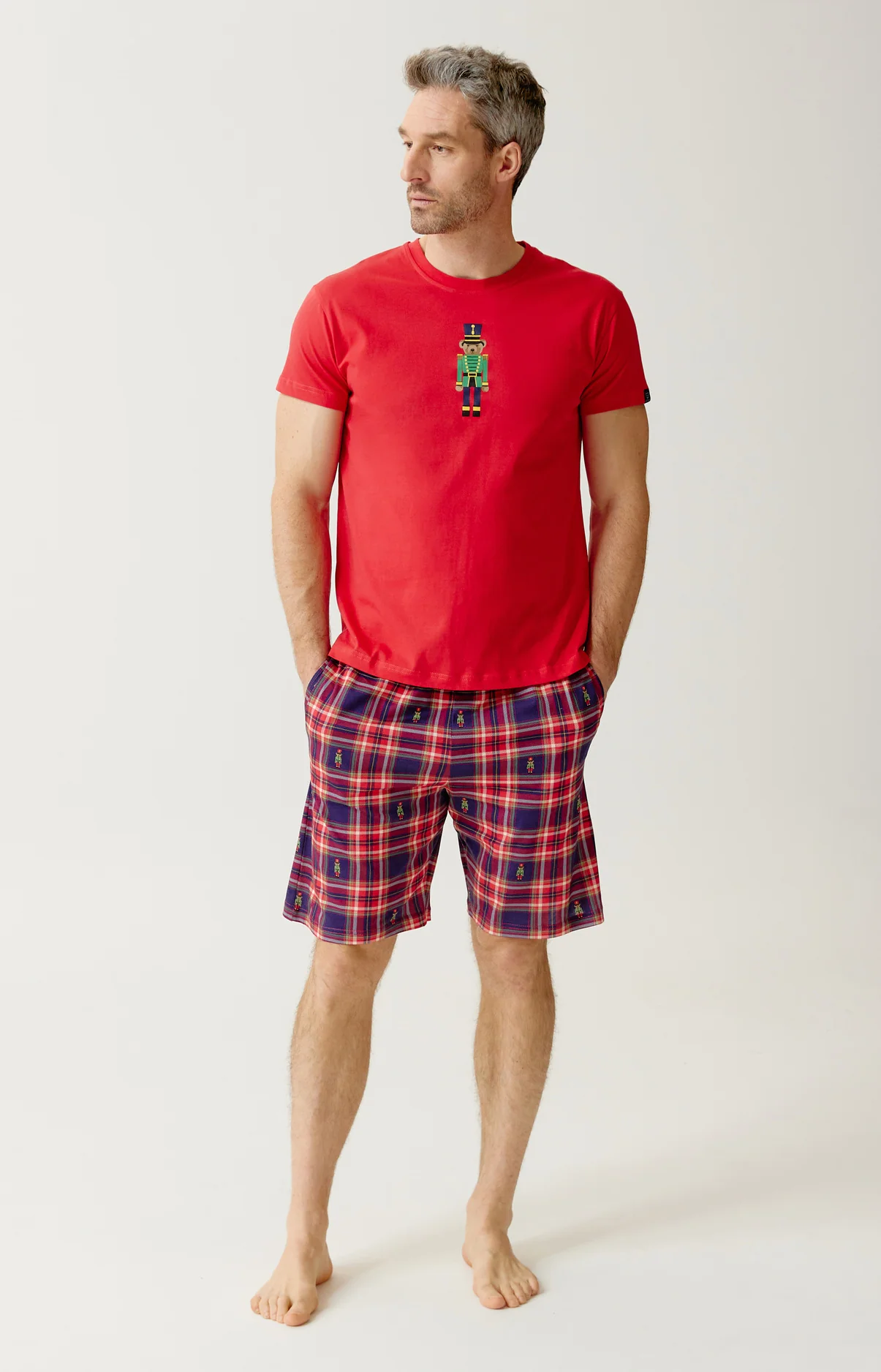 Pyjama short homme 100% coton bio ARTHUR "Léon" PAU - Rouge LEONH26 (M)