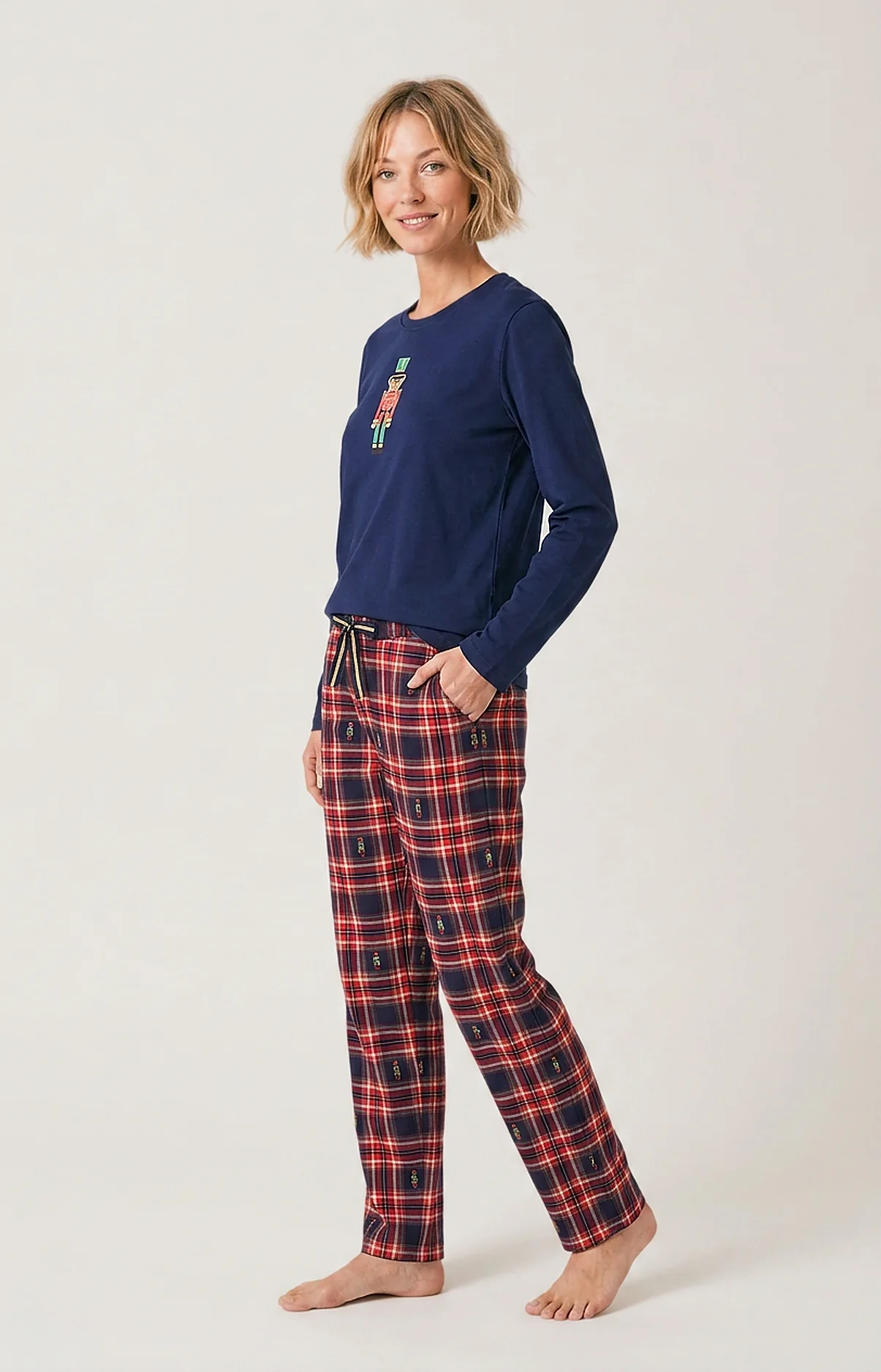 Pyjama long femme 100% coton bio ARTHUR "Léon" MOL - Rouge LEONH26 (S)