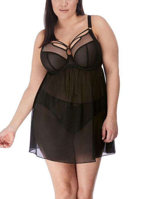 Babydoll sexy spécial poches profondes ELOMI "Sachi" EL4351 - Noir BLK