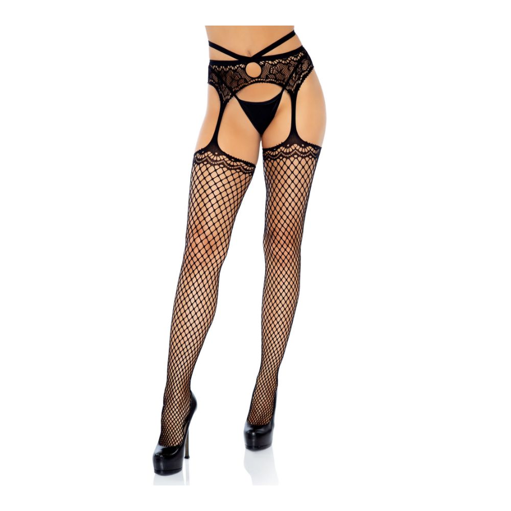 Bas sexy à couture arrière & porte-jarretelle LEG AVENUE 1779 - Noir 001