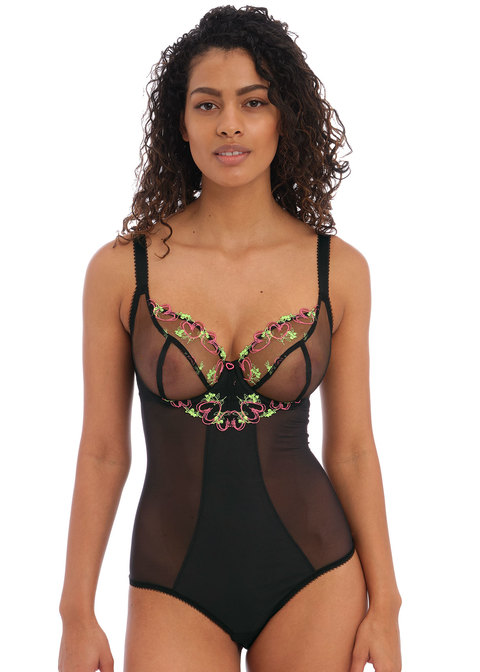 Body armature plongeant transparent sexy FREYA "Loveland" AA401093 - Noir BLK