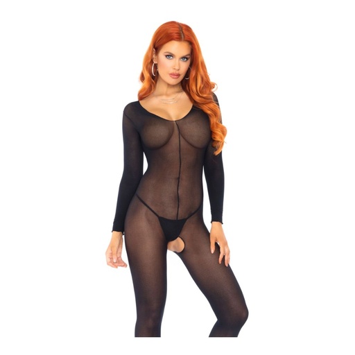 Body entier transparent & fendu à l'entre jambes LEG AVENUE "Bodystocking" 8297 - Noir 001
