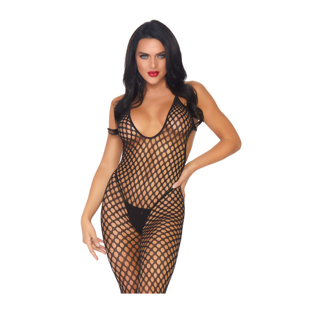 Body entier transparent en résille - bodystocking - LEG AVENUE 89035 - Noir 001