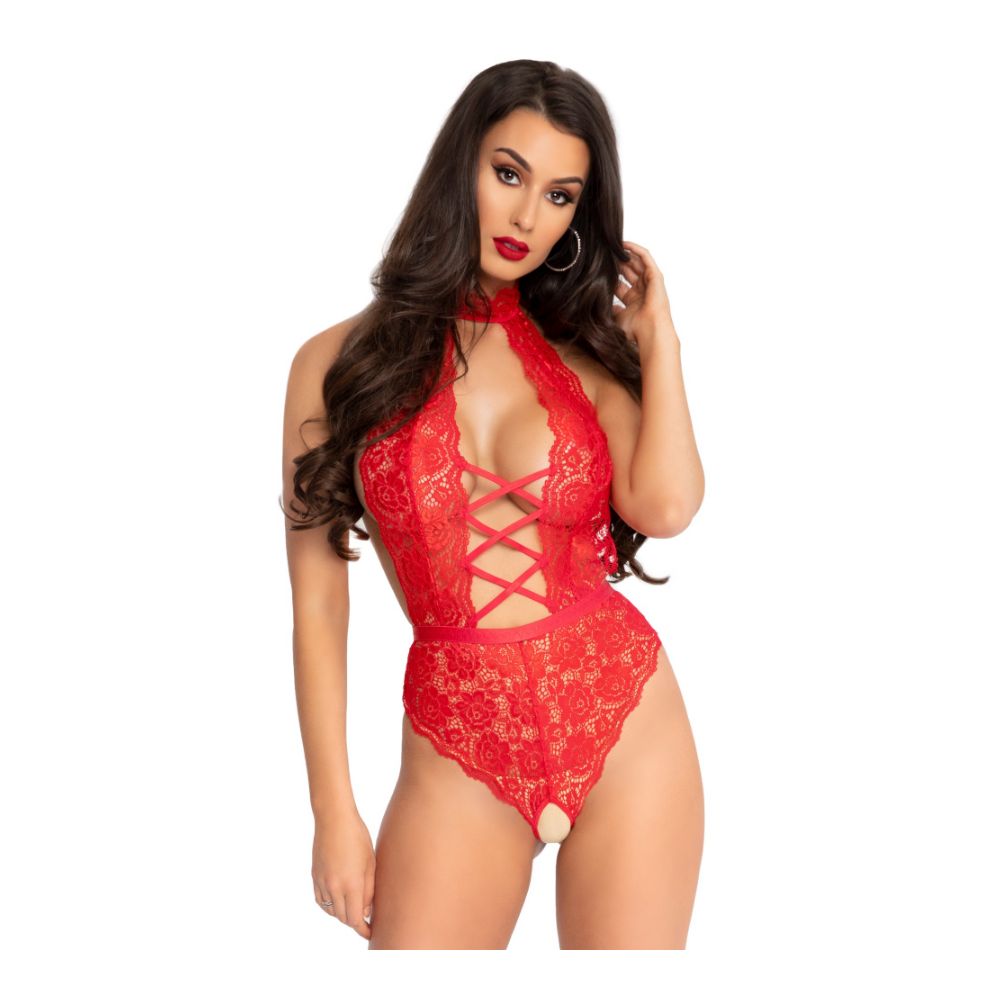 Body tout dentelle ultra sexy LEG AVENUE 89245 - Rouge 003