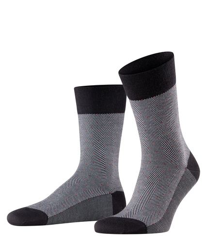 Chaussettes Hommes sans élastique Fantaisie FALKE "Herringbone"12492 - Black 3000