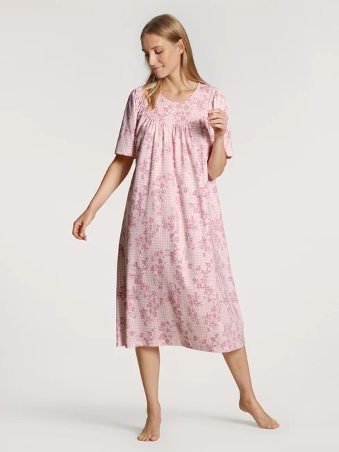 Chemise de nuit dame courte manche 110cm 100% coton lourd CALIDA "Soft Cotton" 34000 - Chalk Pink 230
