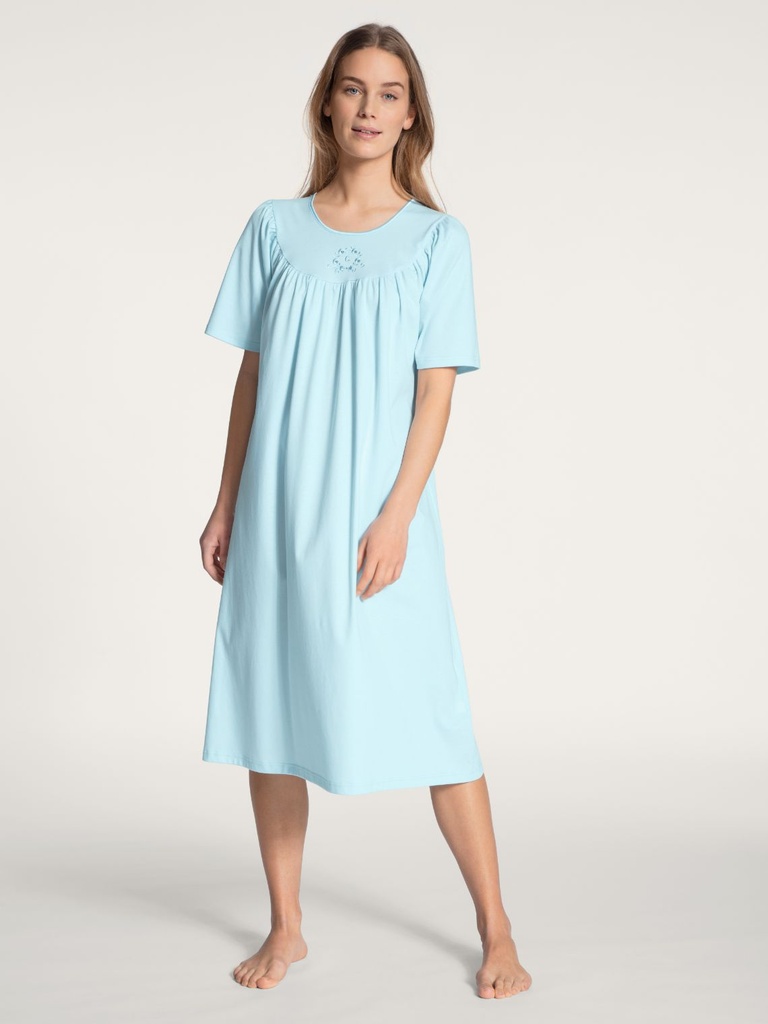 Chemise de nuit dame courte manche 110cm en 100% coton lourd CALIDA "Soft Cotton" 34000 - Hellblau 700