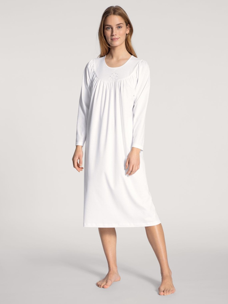 Chemise de nuit dame longues manches 110cm en 100% coton lourd CALIDA "Soft Cotton" 33000 - Blanc 001