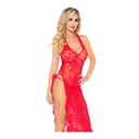 Longue robe dentelle transparente sexy & string - 2 pièces - LEG AVENUE 88009 - Rouge 003
