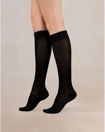 Mi-bas dame BLEU FORET "Soie Unie" FBU6125 - Noir AR5