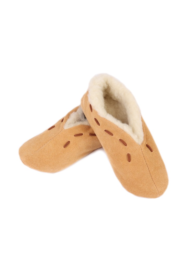 Pantoufles en cuir DIRECT TANNERIE "Moka" - Beige