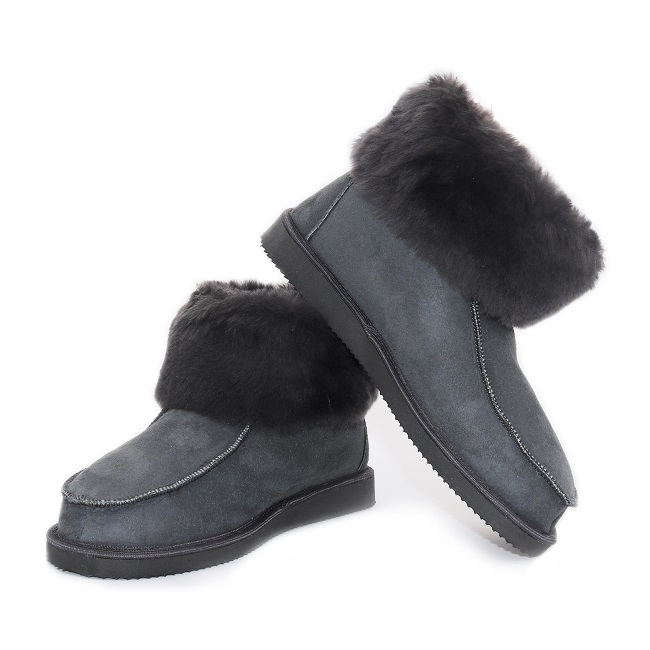 Pantoufles en agneau DIRECT TANNERIE "Toronto" - Gris
