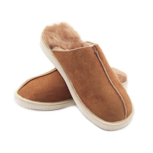 Pantoufles mules en agneau DIRECT TANNERIE "Cambridge" - Camel