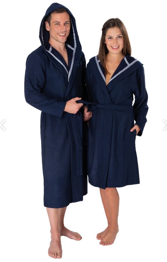 Peignoir unisex en coton à capuche WEWO 3901 - Navy 200D