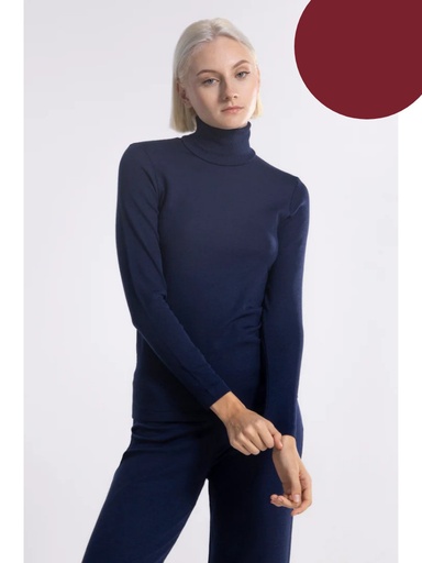 Pull col roulé laine & soie OSCALITO 3478 - Bordeau 643