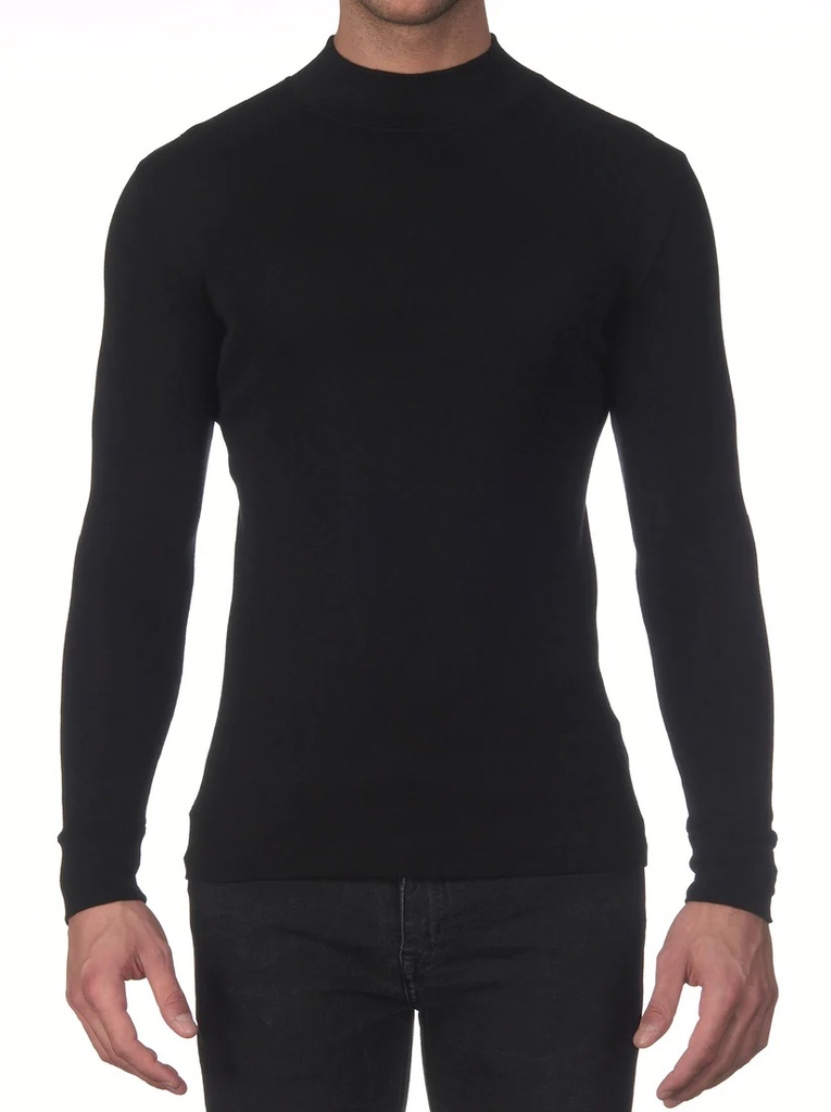 Pull homme col montant laine & soie OSCALITO 628 - Noir 020