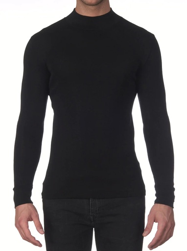 Pull homme col montant laine & soie OSCALITO 628 - Noir 020