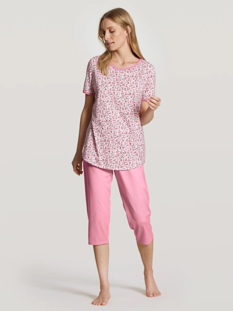 Pyjama  dame short 3/4 en 100% coton durable CALIDA "Lovely Nights" 47556 - Cashmere Rose 214