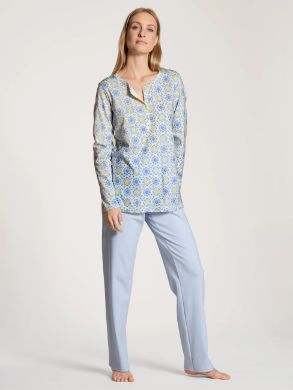 Pyjama dame long 100% coton CALIDA "Daylight Dreams" 42457 - Harmony Blue 470