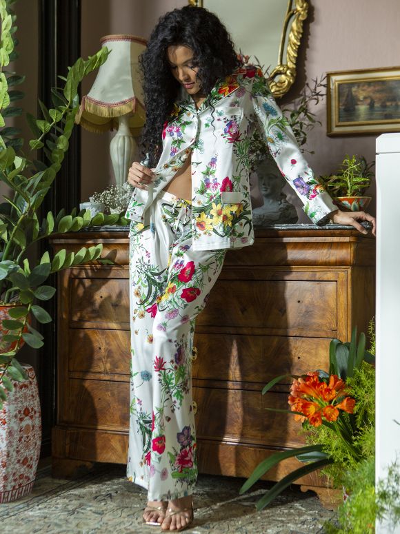 Pyjama en soie MARJOLAINE "Omerine" 4OME5501 - Imprimé 0102