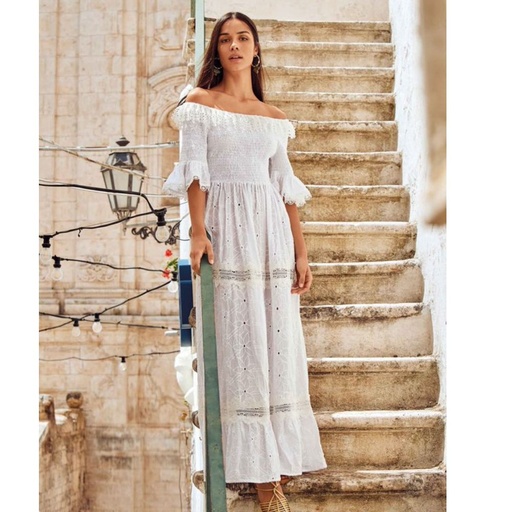 Robe de plage maxi ICONIQUE "Mara" 22-022 - Blanc