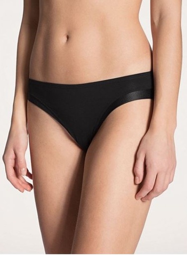 Slip coupe classique coton & satin CALIDA "Cate" 22258 - Noir 992