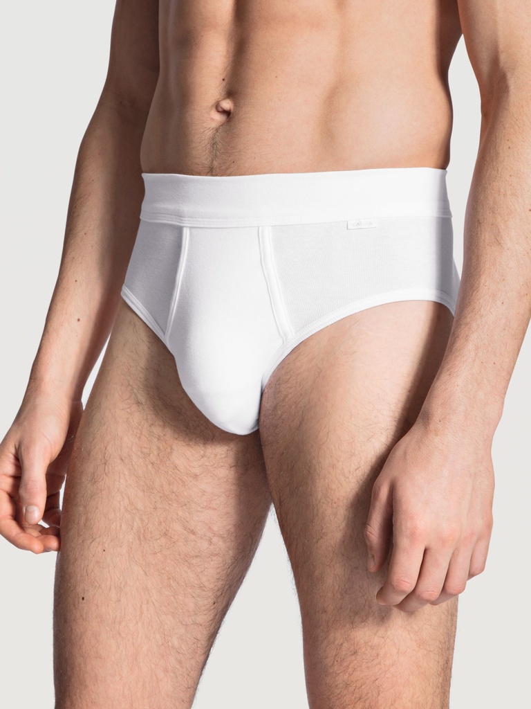 Slip homme avec ouverture 100% coton CALIDA "Cotton 1:1" 23112 - Blanc 001