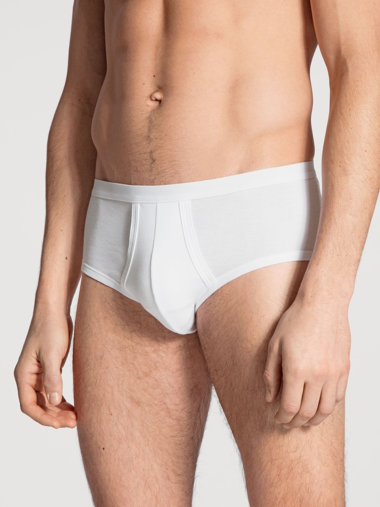 Slip homme avec ouverture 100% coton CALIDA "Twisted Cotton" 22010 - Blanc 001