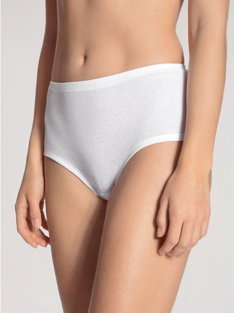 Slip midi à côte 100% coton CALIDA "Cotton 2:2" 22264 - Blanc 001