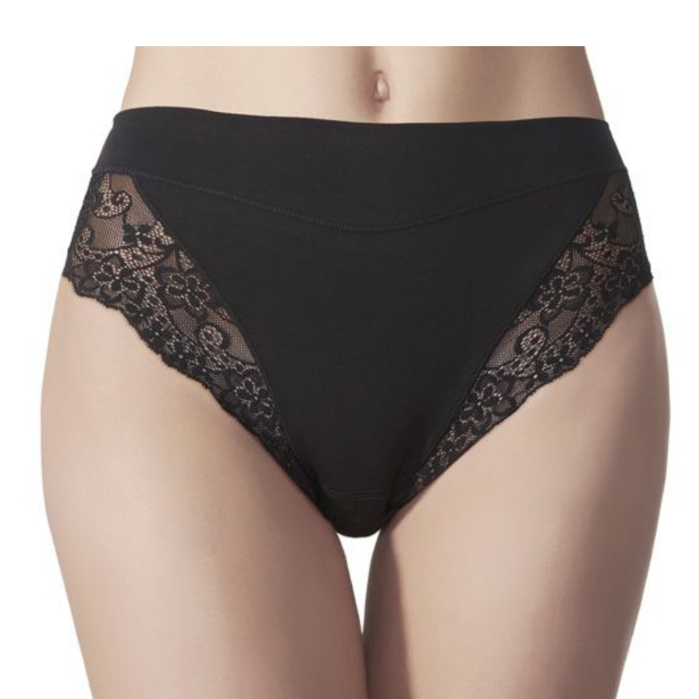 Slip Milano coton & dentelle - Pack de 2 - JANIRA "Milano Essencial" 1031397 - Noir 002