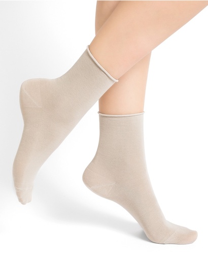 Chaussettes courtes dame BLEU FORET "Velouté" FBU6593 - Sahara YQ7