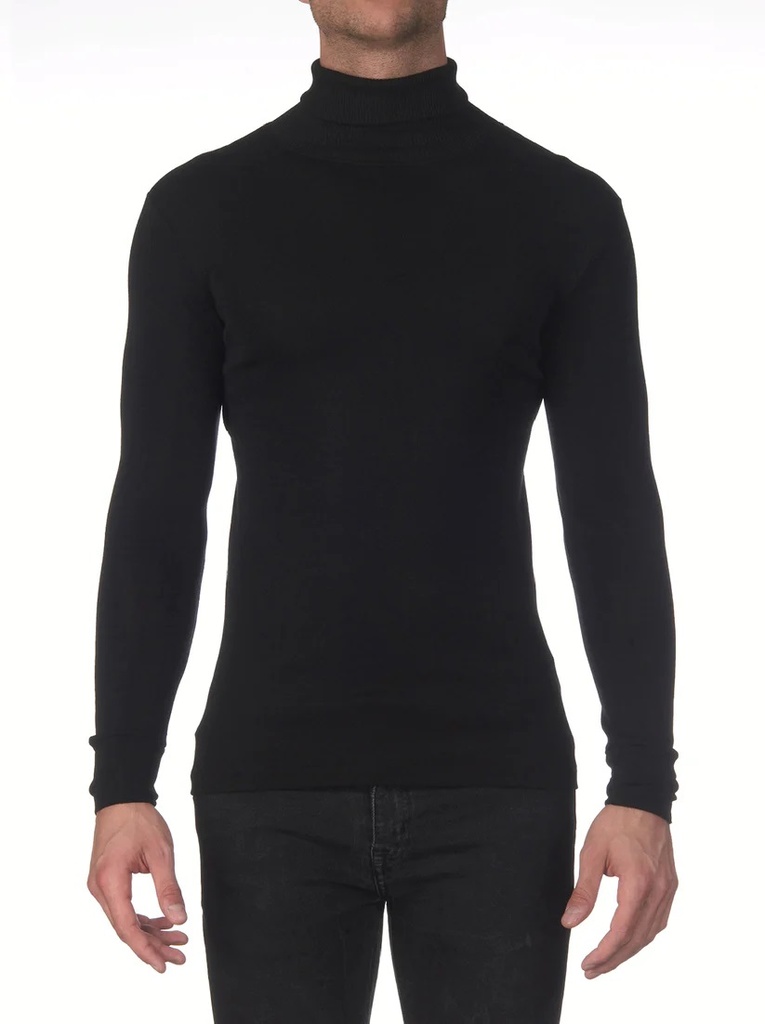 Sous pull homme laine & soie OSCALITO 629 - Noir 020