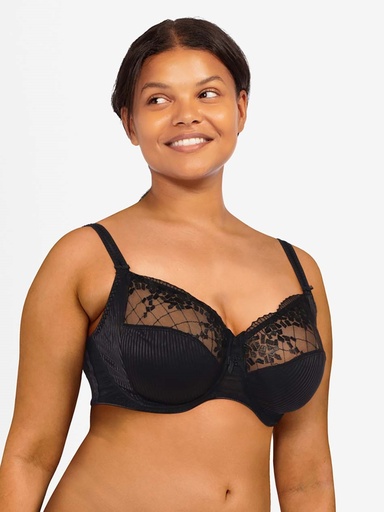 Soutien-gorge avec armatures en 3 parties enveloppant CHANTELLE "Pont Neuf" C13810 - Noir 011