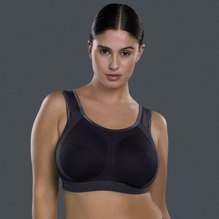 Soutien-gorge de sport sans armatures - Spécial bonnets profonds - ANITA ACTIVE Maximum Support "Extrême control plus" 5567 - Noir anthracite 445