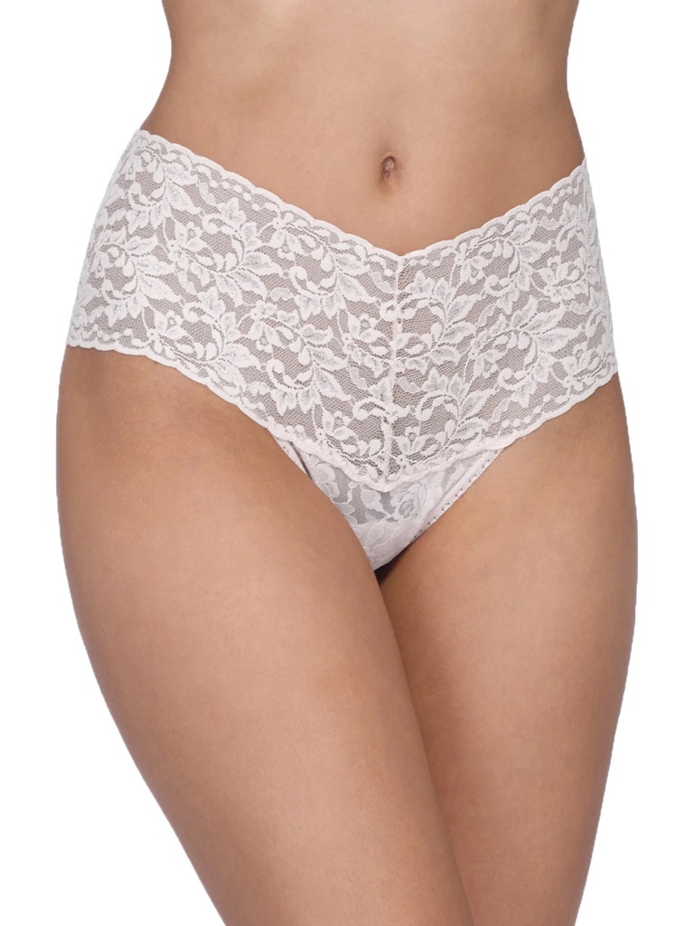 String taille haute dentelle stretch HANKY PANKY "Retro Thong" 9K1926 - Blanc