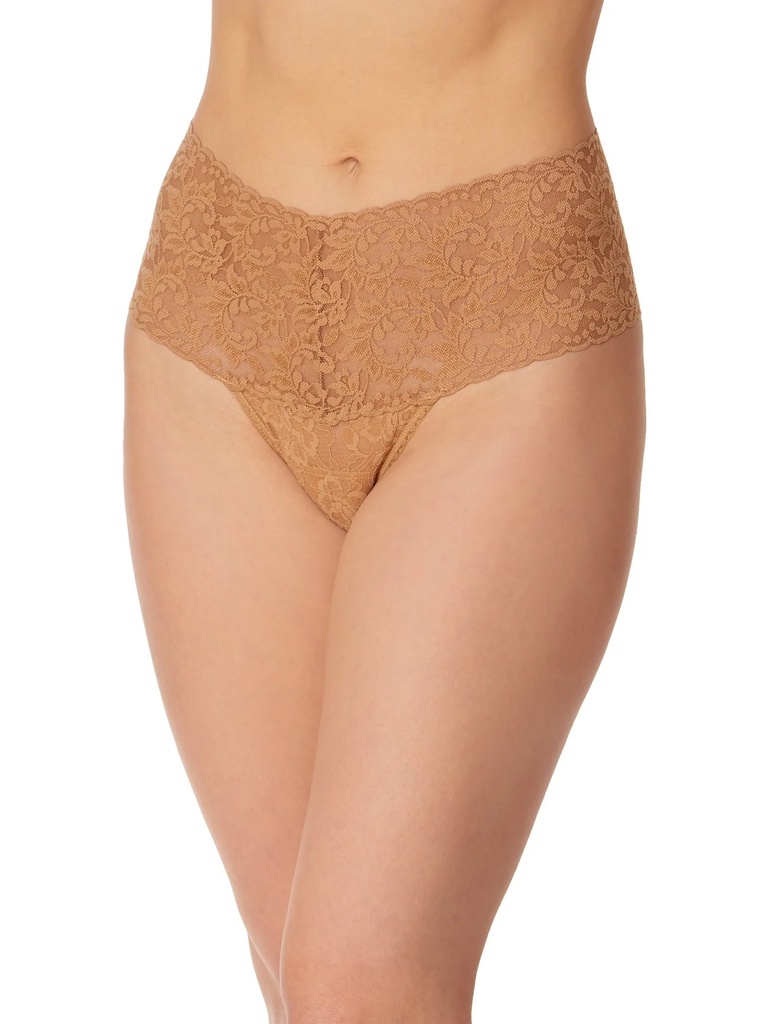 String taille haute dentelle stretch HANKY PANKY "Retro Thong" 9K1926 - Suntan
