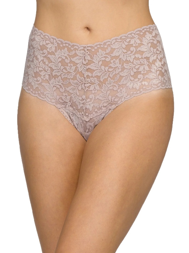 String taille haute dentelle stretch HANKY PANKY "Retro Thong" 9K1926 - Taupe