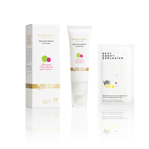 Gel chauffant & comestible pour zones érogènes YES FOR LOVE "Délicieux pinceau" 50ml - Pomme Framboise