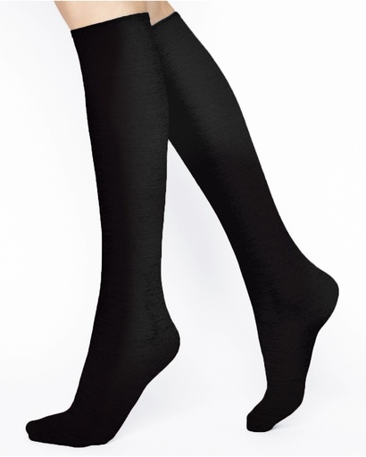 Chaussettes 3/4 laine fine BLEU FORET "Velouté Laine" FBU6970 - Noir AR5