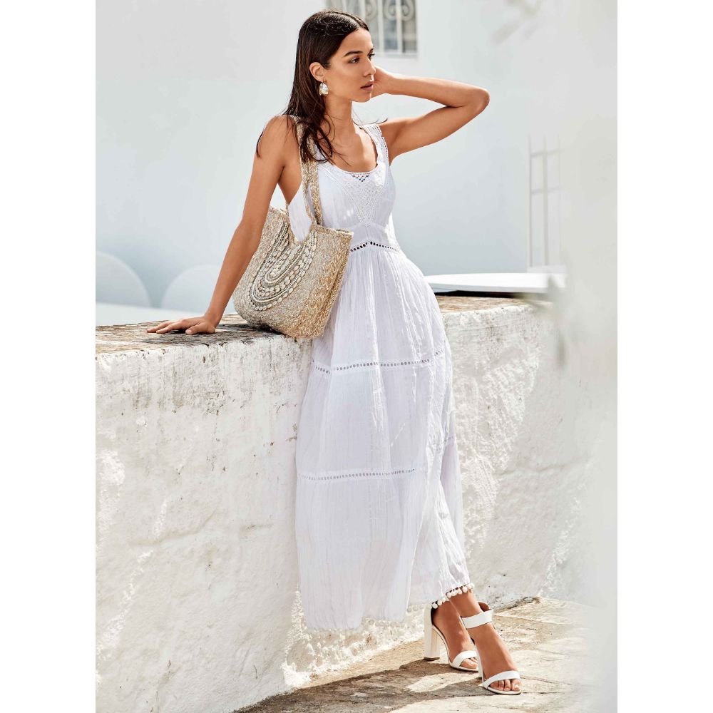 Robe longue de plage ICONIQUE "Vulcano Strappy Dress" IC22-009 Blanc