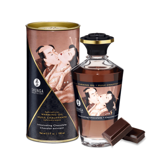 Huile chauffante comestible pour zones érogènes SHUNGA "Baisers Intimes" 100ml - Chocolat enivrant