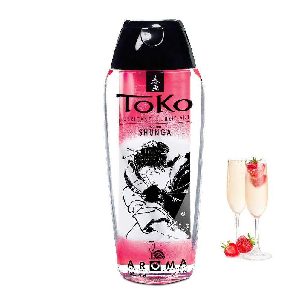 Lubrifiant à base d'eau parfumé SHUNGA "Toko Aroma" 165ml - Vin pétillant à la fraise