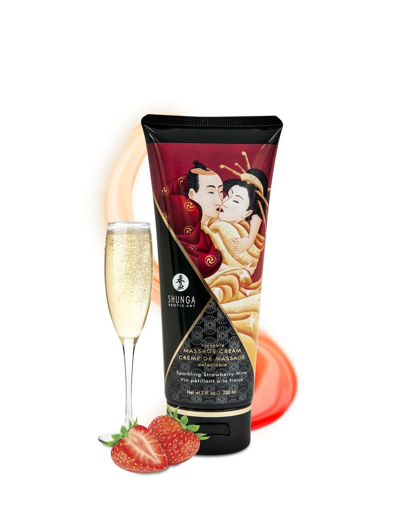 Crème de massage comestible SHUNGA 200ml - Vin pétillant à la fraise