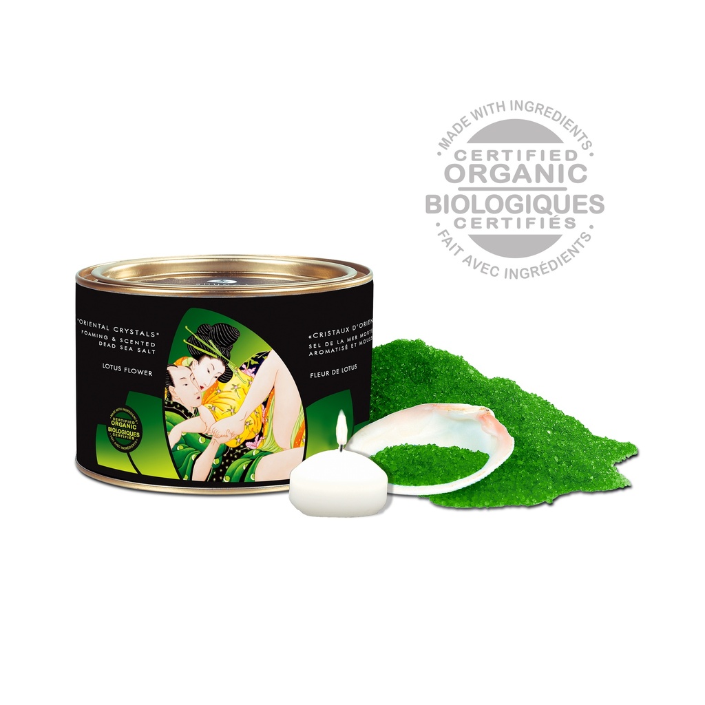 Sels de bain de la mer morte Bio SHUNGA "Cristaux d'Orient" 600g - Fleur de lotus