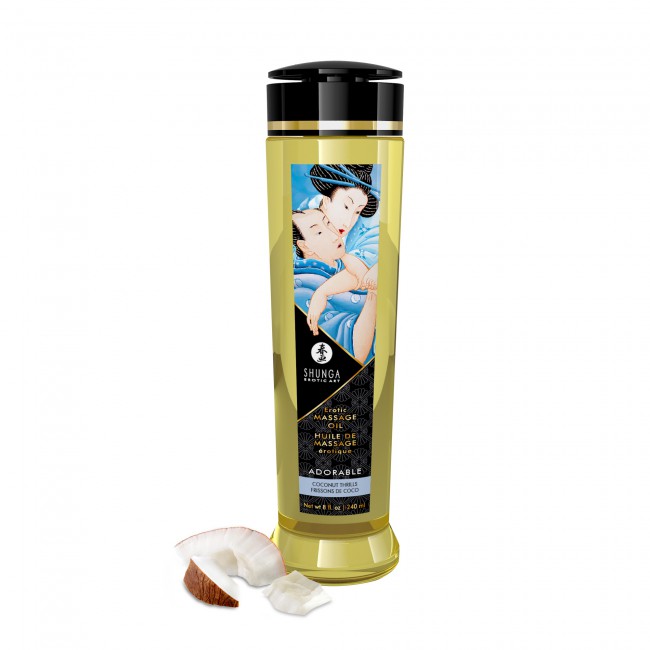 Huile de massage corps entier SHUNGA "Adorable" 240ml - Frissons de coco